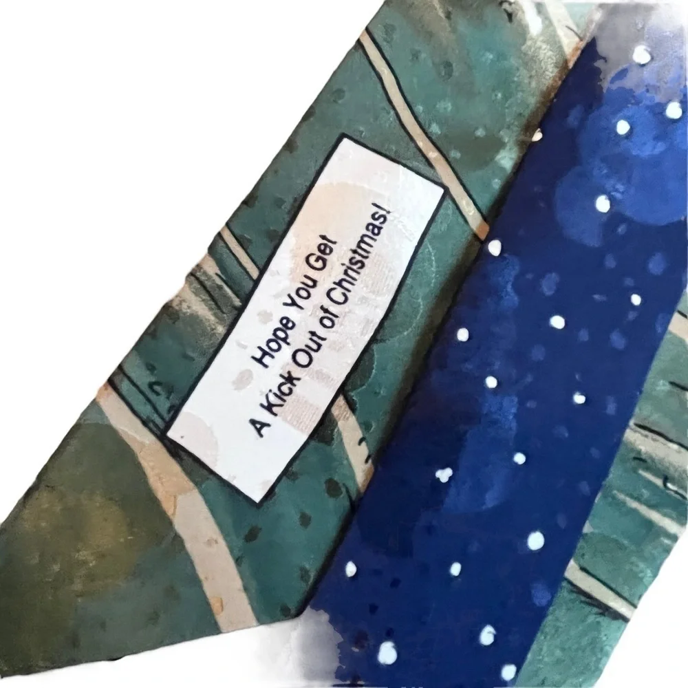 Christmas Silk Tie Santa Kicking Football Reindeer Celebrations Hallmark vintage